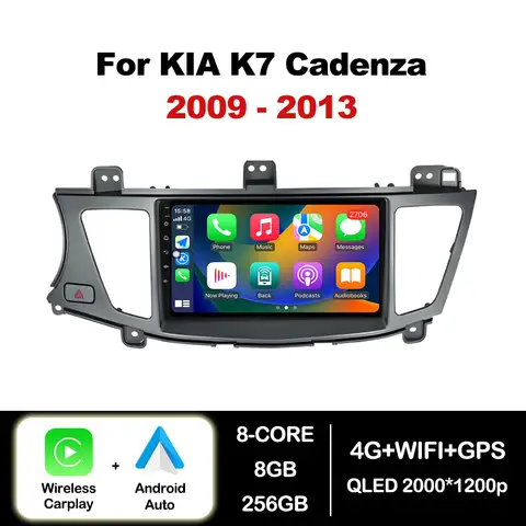 9인치 안드로이드 오토 카플레이 기아 K7 카덴자 2009-2013용 WIFI 4G BT 카 라디오 멀티미디어 플레이어 GPS 네비게이션 DSP 스테레오