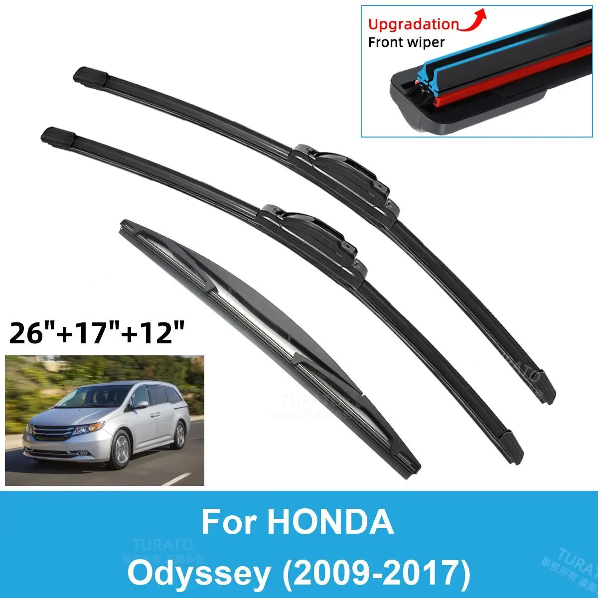 

3PCS Car Wiper Blades for 2009-2017 HONDA Odyssey Rear Windshield Wipers Double Rubber Car Accessories 2013 2014 2015 2016 2017
