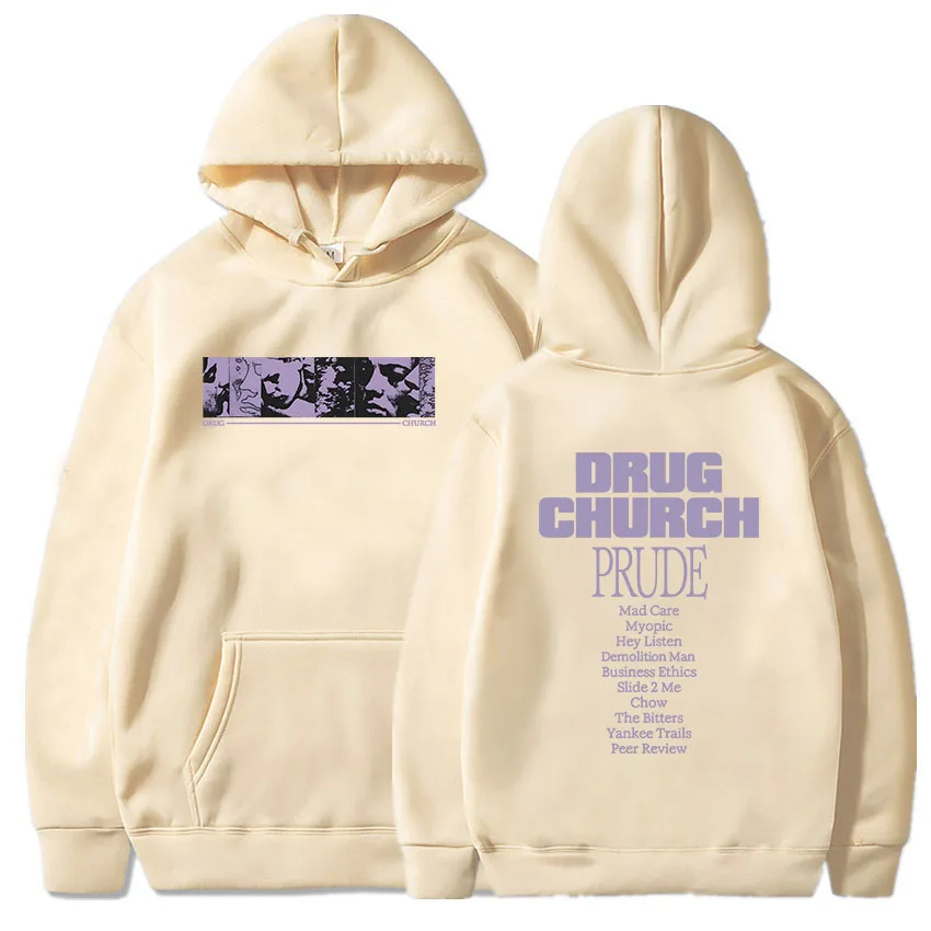 Prude Album Graphic Hoodies Drug Church Sweatshirts Winter Men Women Hooded Pullovers Sudaderas Con Capucha Print Clothes Unisex