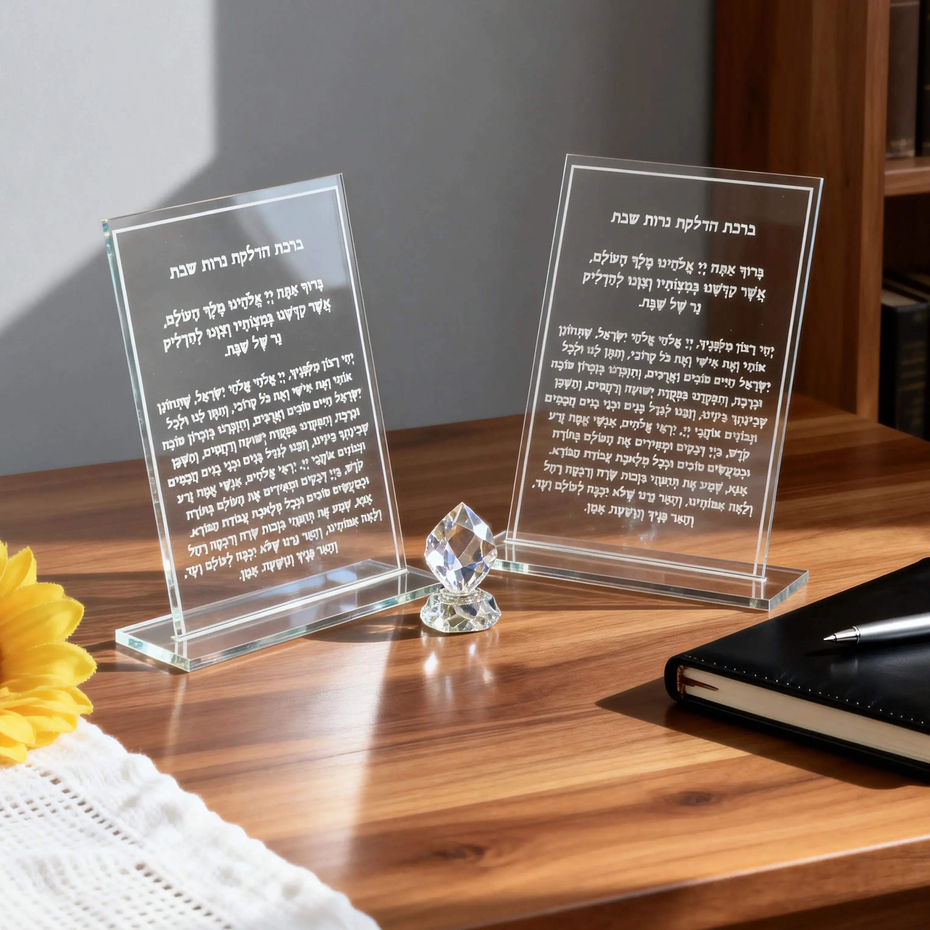 10pcs Custom Acrylic Hebrew Blessing Transparent Prayer Invitation Card Base,Shabbat Judaica Benchers,Bar Mitzvah Invitations