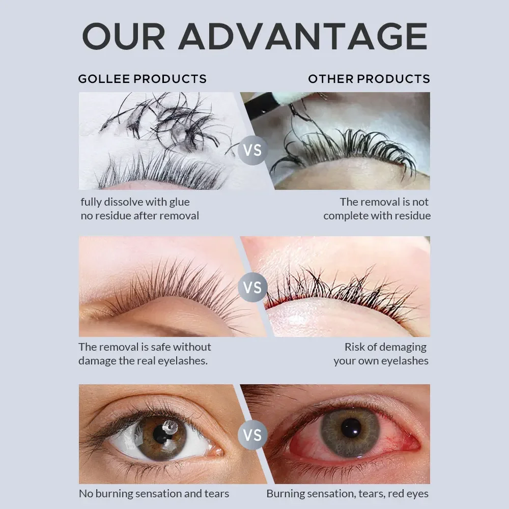 Gollee 5/10 PCS Professional Eyelash Glue Remover Cream - Quick Gentle Dissolver, Safe for Lash Extensions & Sensitive Eyes