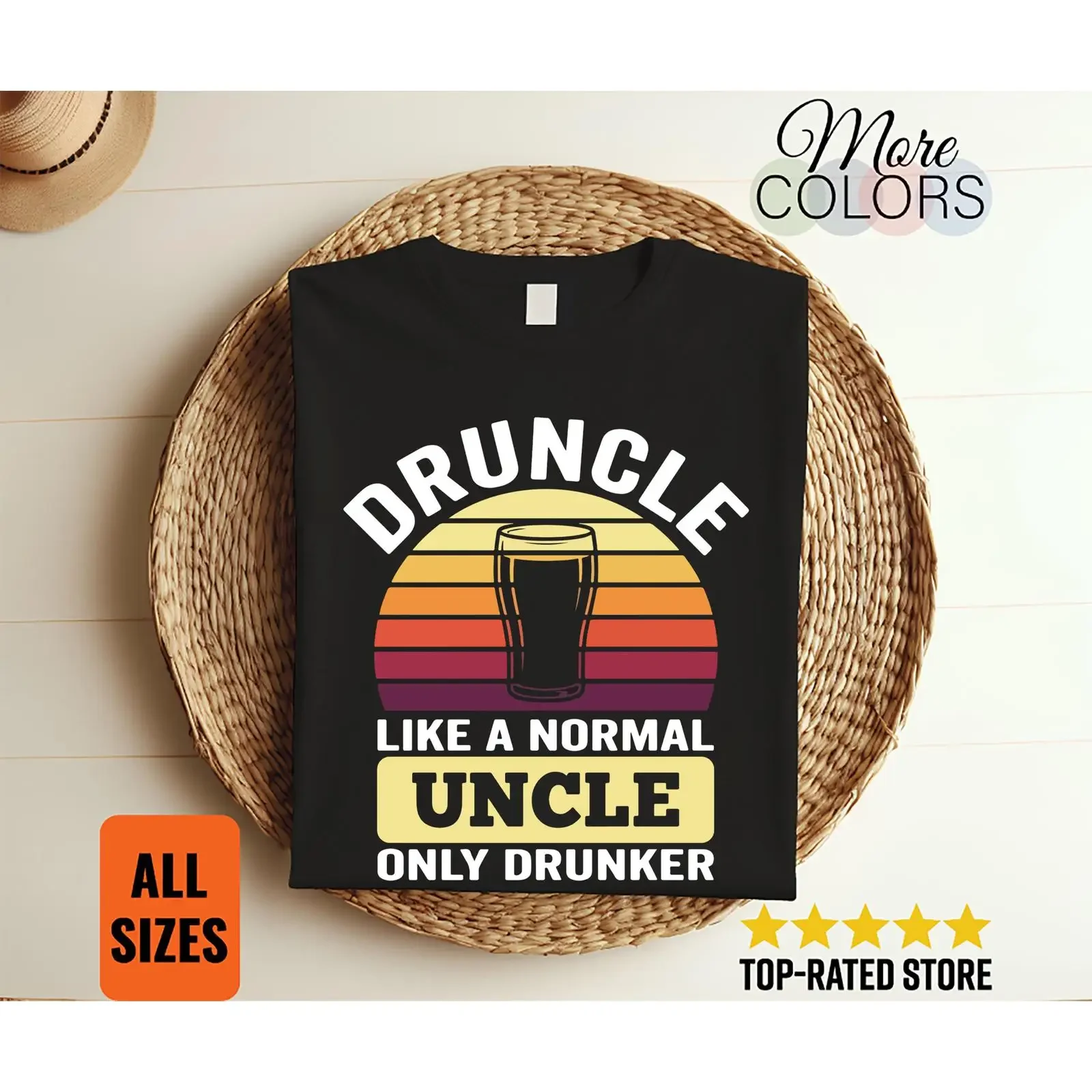 Druncle Like A Normal Uncle Only Drunker T Shirt Funny Drinking Humor Beer Lover Party Family BBQ  vintage Washed Slightly