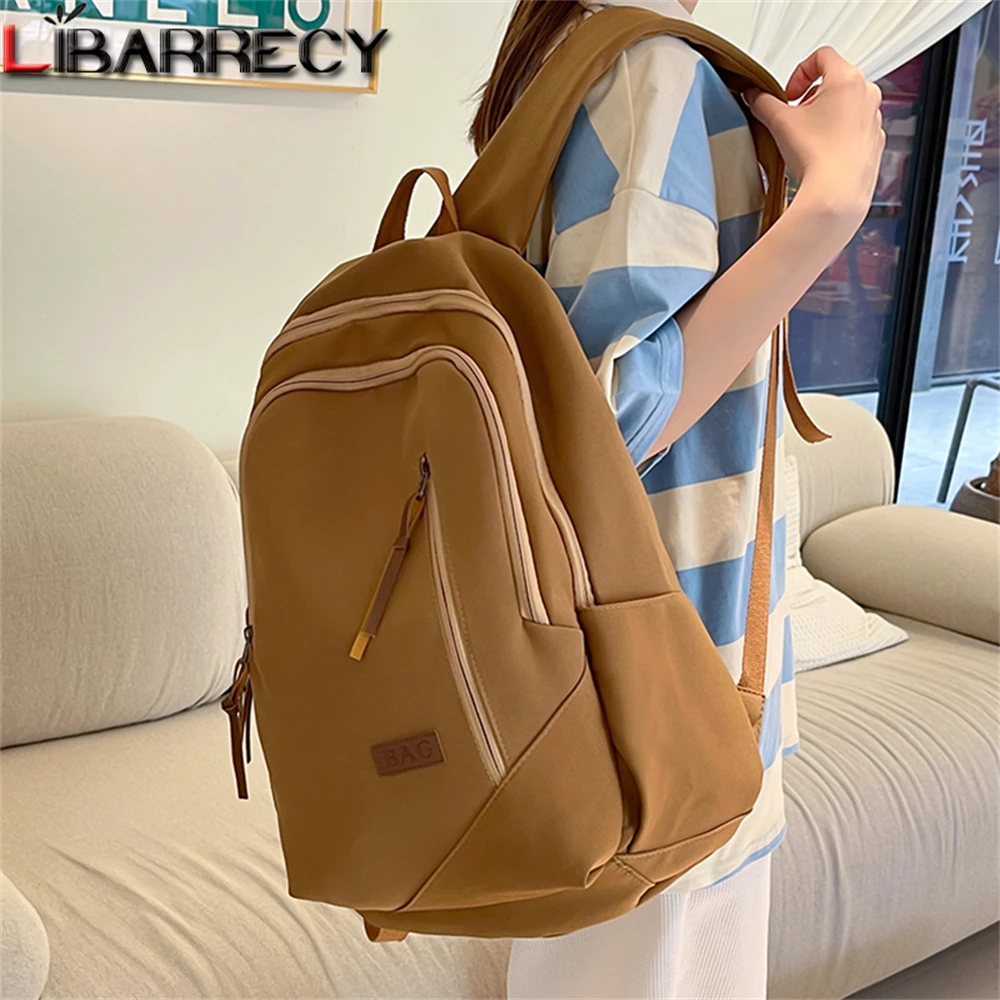 

Solid Colour High-capacity Woman Backpack Schoolbag for Teenage Girls Boys Female Fashion Bag Student Lady Book Pack Bolso Mujer