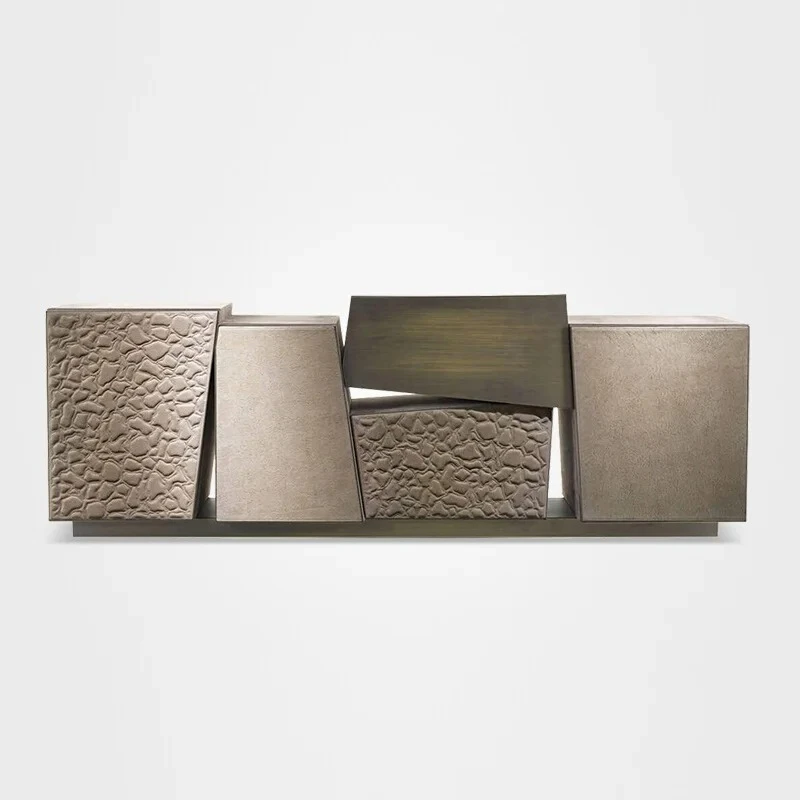 Irregular Geometric Design Storage Cabinet Sideboard Light Luxury Luxury Villa Entry Luxury Decorative Cabinet