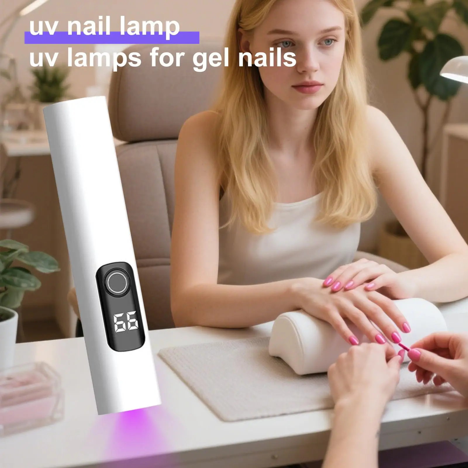 

UV Nail Lamp Mini Gel Polish Dryer USB Charging Digital Display LED Nail Light With 2 Timing Modes For Manicure Pedicure Studio