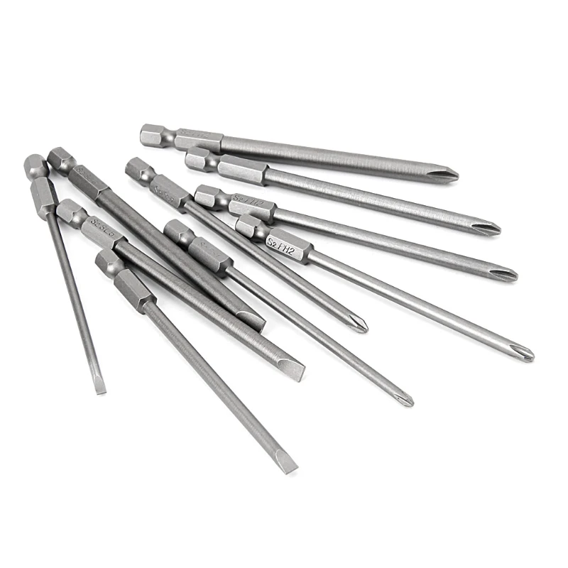 

10 Pcs Magnetic Slotted PH2 Screwdriver Bit Steel 1/4 Shank 100mm Dropship