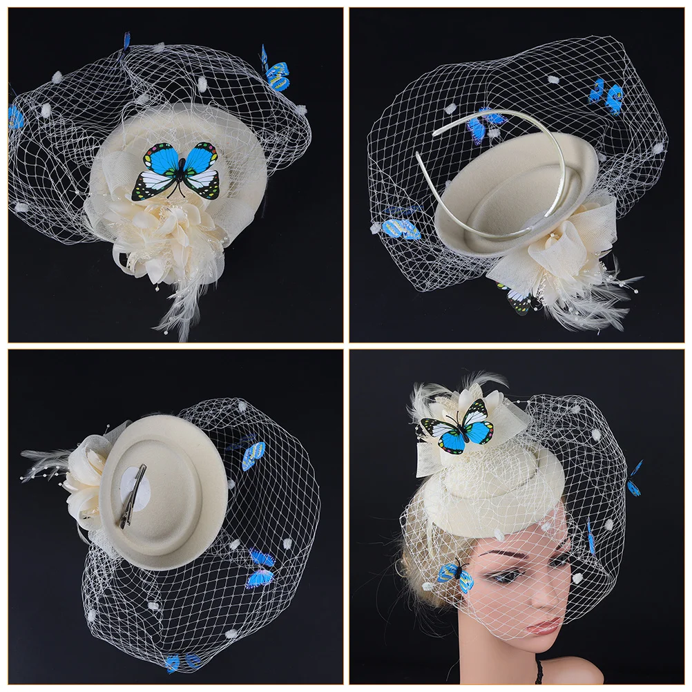

1pc Gauze Mini Hat Decor Hair Band Durable Lightweight Elegant Eye-Catching Party Wedding Birthday Costume Accessories