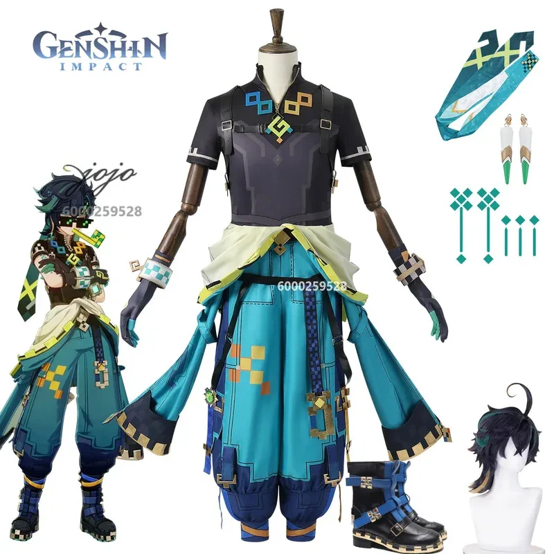 핫 게임 원신 임팩트 키니치 코스프레 의상 가발 신발 풀세트 애니메이션 롤플레잉 할로윈 파티 코믹콘 의상 sk;m1