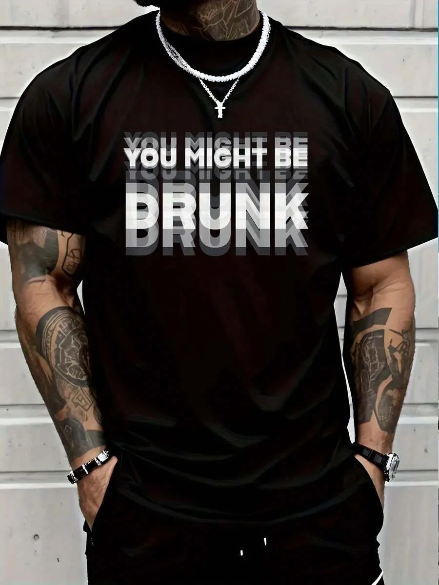Mens Fashion Style Images - เสื้อยืดแขนสั้นดีไซน์ลายภาพคู่สำหรับผู้ชาย สไตล์ลำลองแฟชั่นสำหรับงานปาร์ตี้และงานสังสรรค์