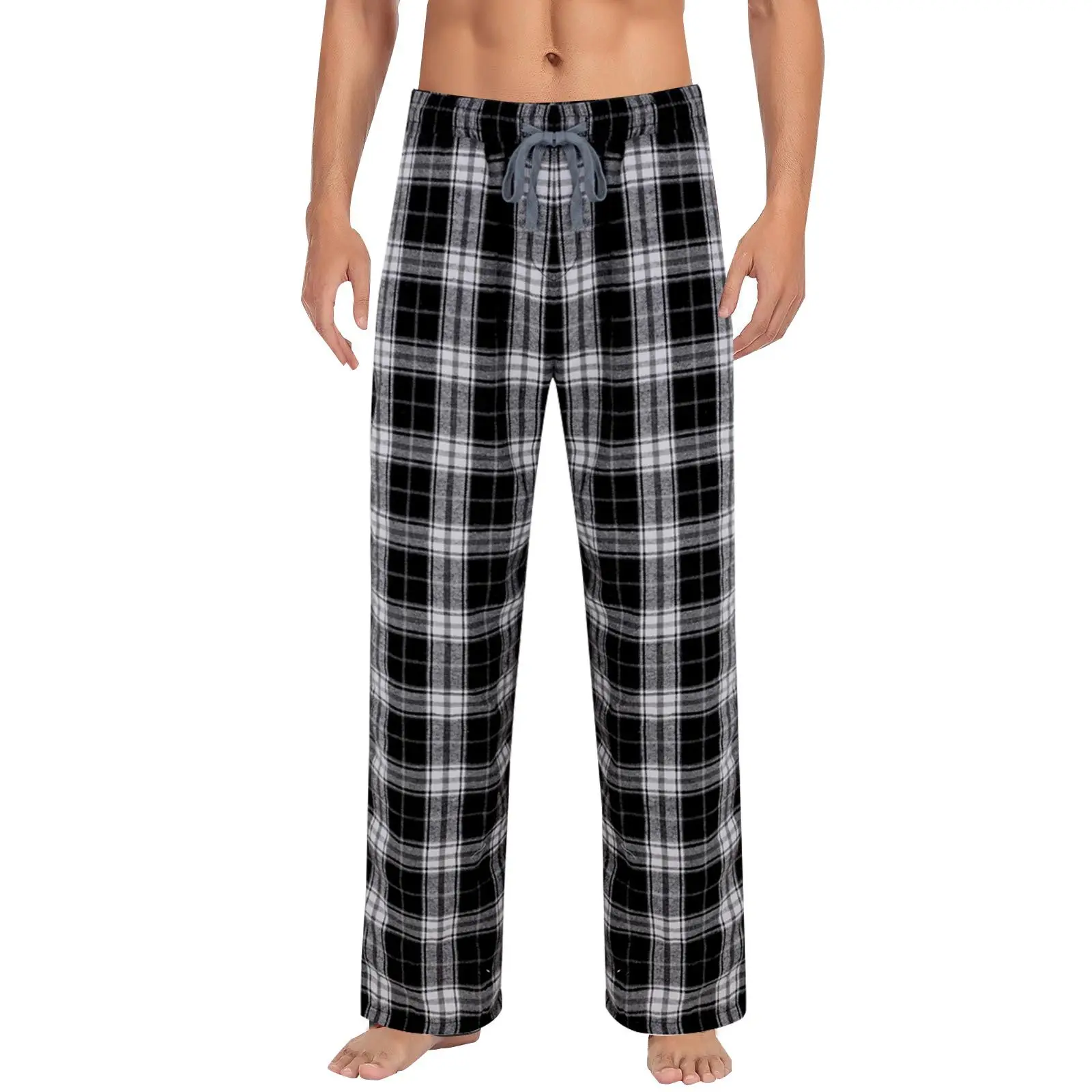 

Men's Autumn New Men's Plaid Pajama Pants Straight Yoga Pants Home Pants Casual Pants Plaid Trousers