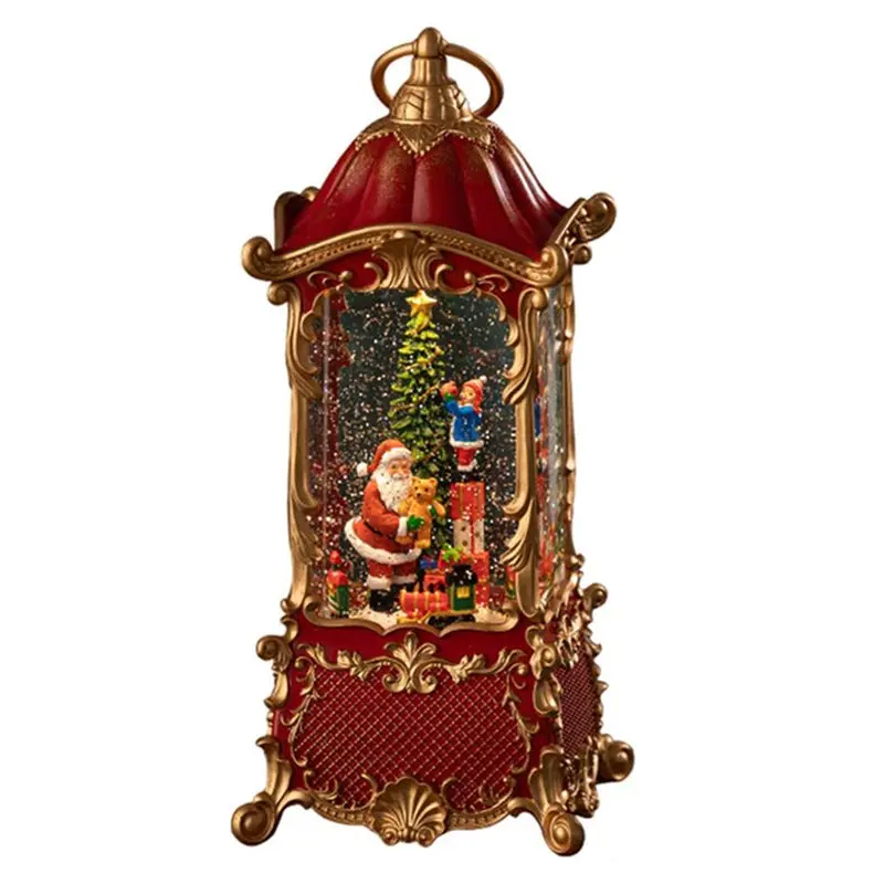 

A74E-Merry Music Movement Box Play Melody Carousel Snow Globe Turntable Decorations Winter For Home Party