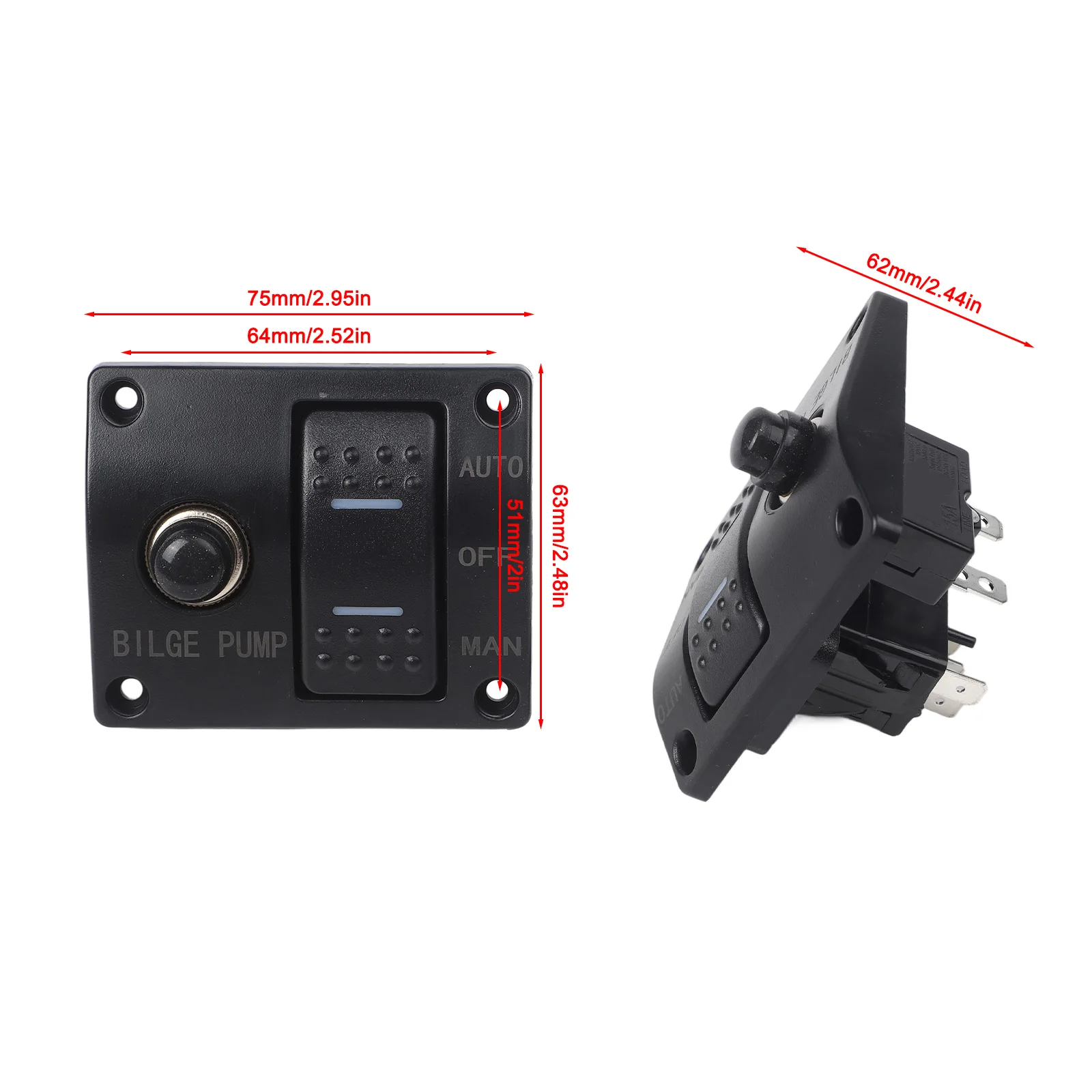 106g Bilge Pump Switch Manual Control Bilge Pump Switch 12V Bilge Pump Built-in Fuse Holder Fail-safe Mechanism Lighted Switch