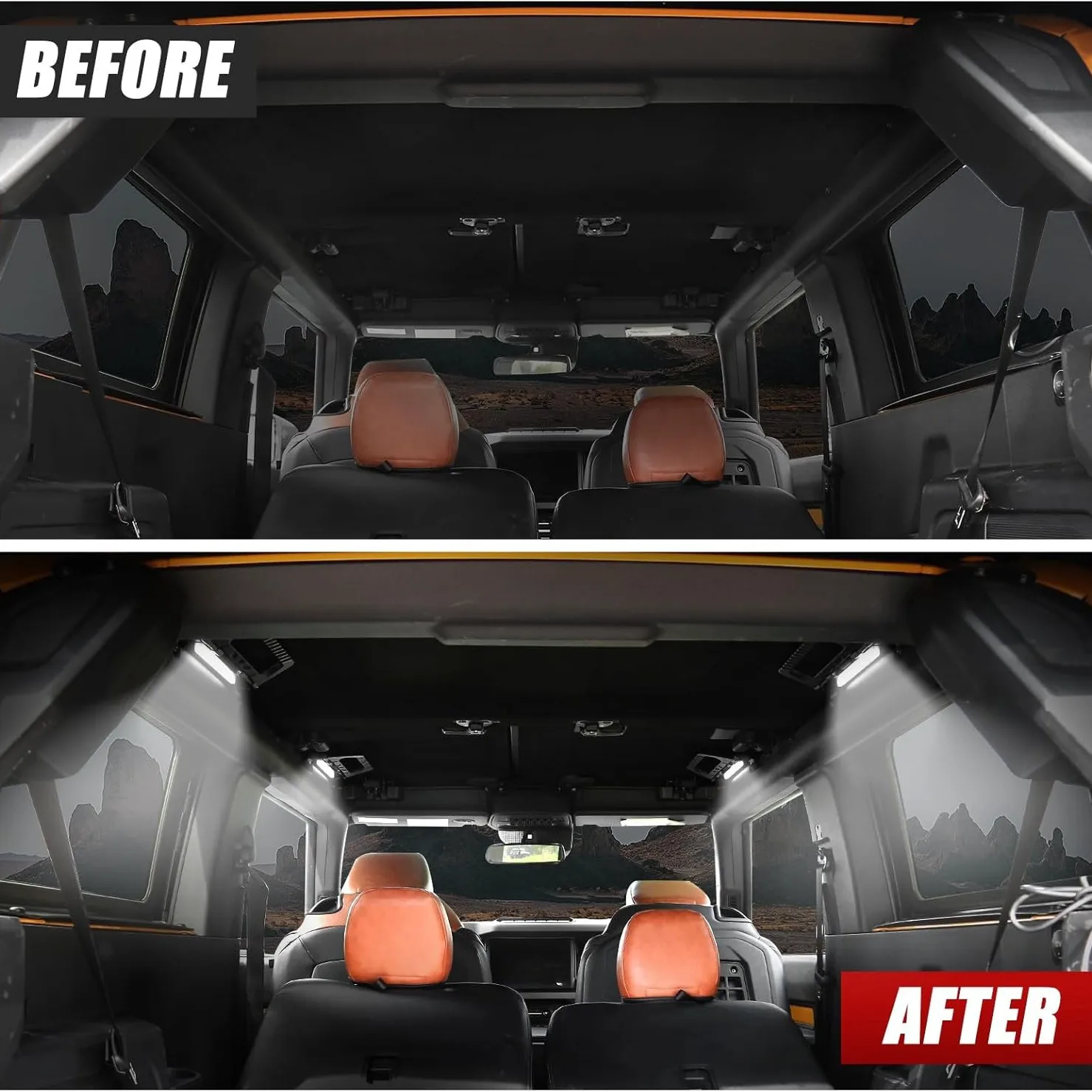 2PCS Front Part Car With LED light interior Roof handle For Ford Bronco 2021-2023 Internal Modified Car Accessories