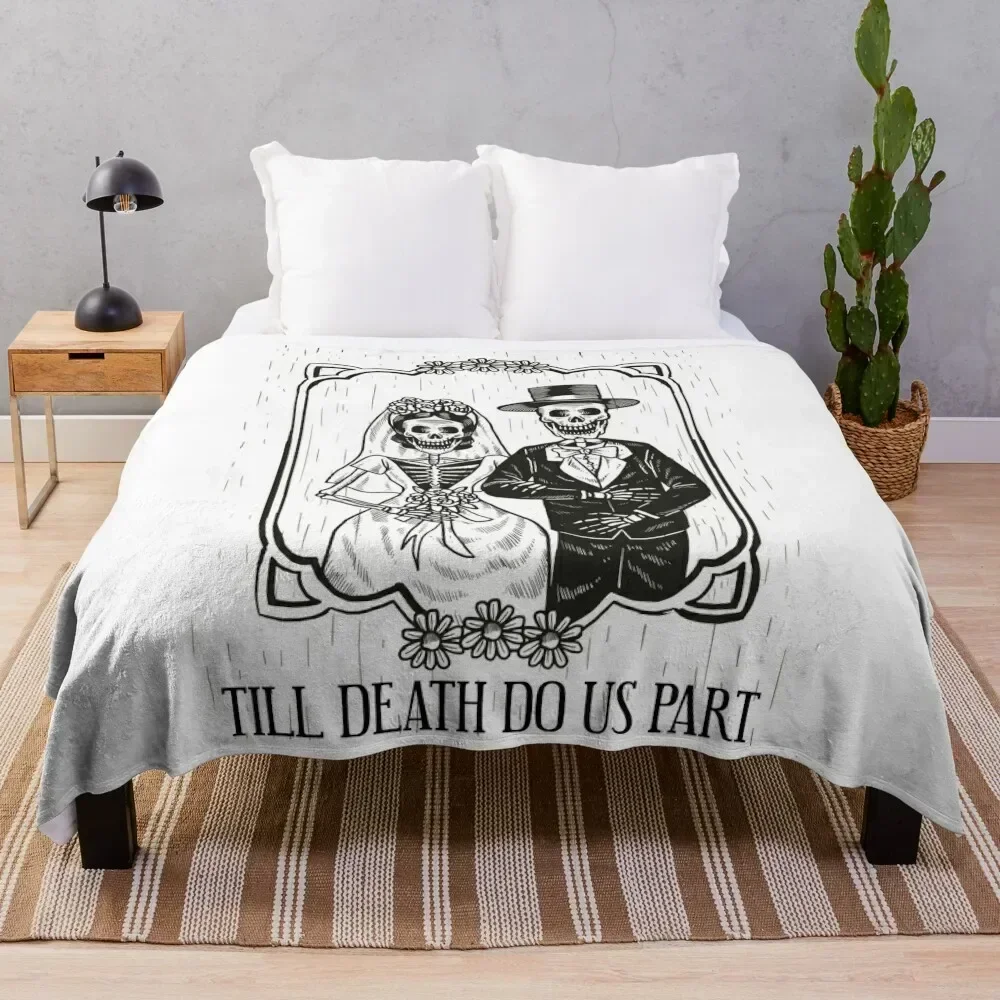 

Till Death Do Us Part Skeleton Wedding Throw Blanket Valentines Day Gift Anime Style Vintage Thin Blanket for Baby Home