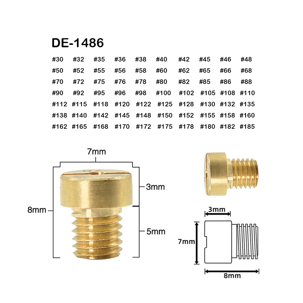 10Pcs Sets Motorcycle Copper Main Jet M5 PHBG AD For Dellorto Carburetor SHA SHB UA UB PHBG VHB-CS VHBT-CS Oil Needle Gicleur