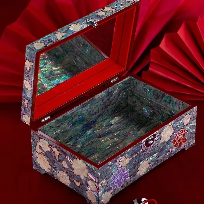 

Wooden jewelry retro peacock jewelry box, gift shell jewelry, antique wedding high-end