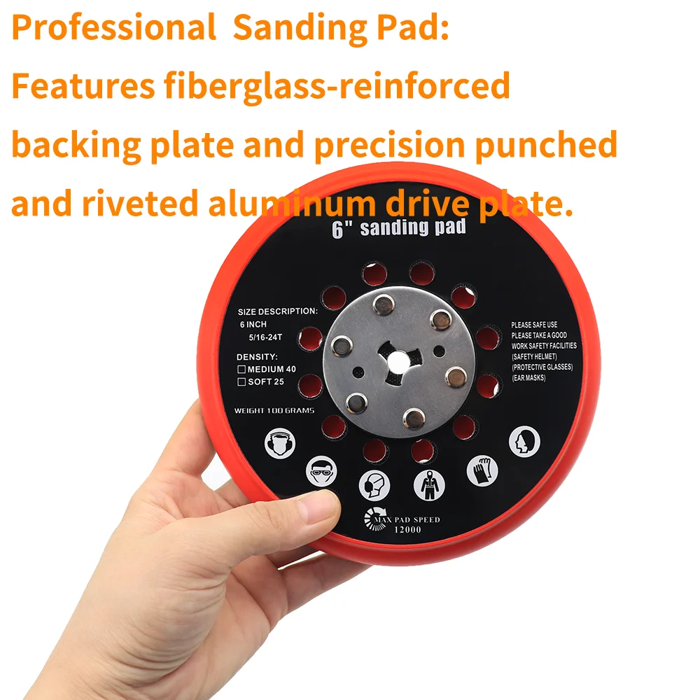 6Inch Sanding Pad for BOSCH RSM6045 150mm Replacement Pad Dust-Free Medium Hook and Loop Multi-Hole Grinding Plate for Polishing