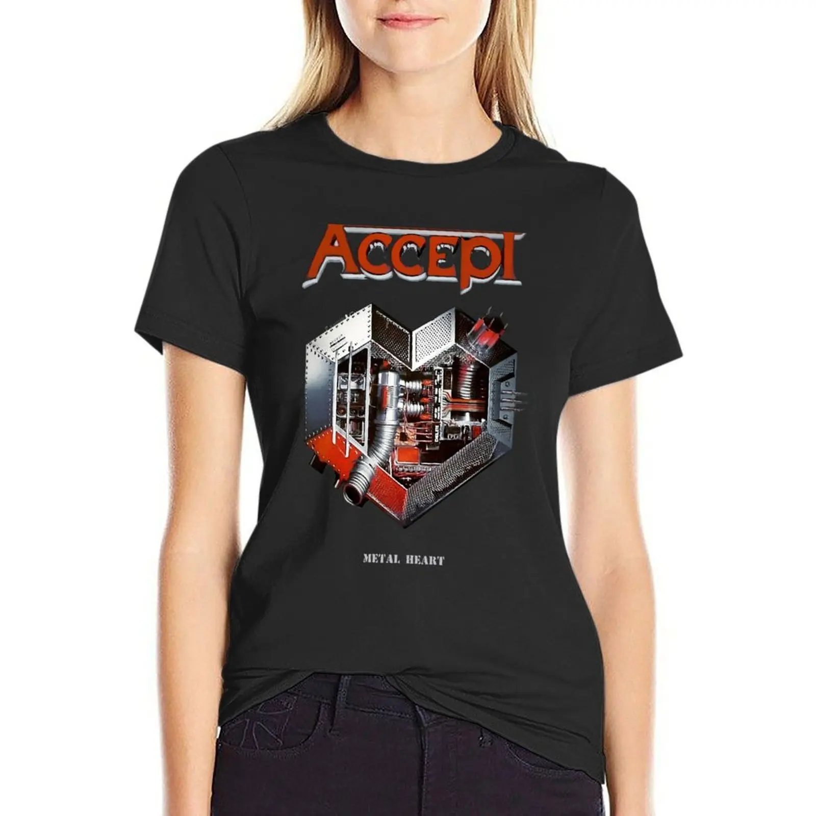 

Accept - Metal Heart T-Shirt summer top customizeds funnys kawaii clothes cropped t shirts for Women