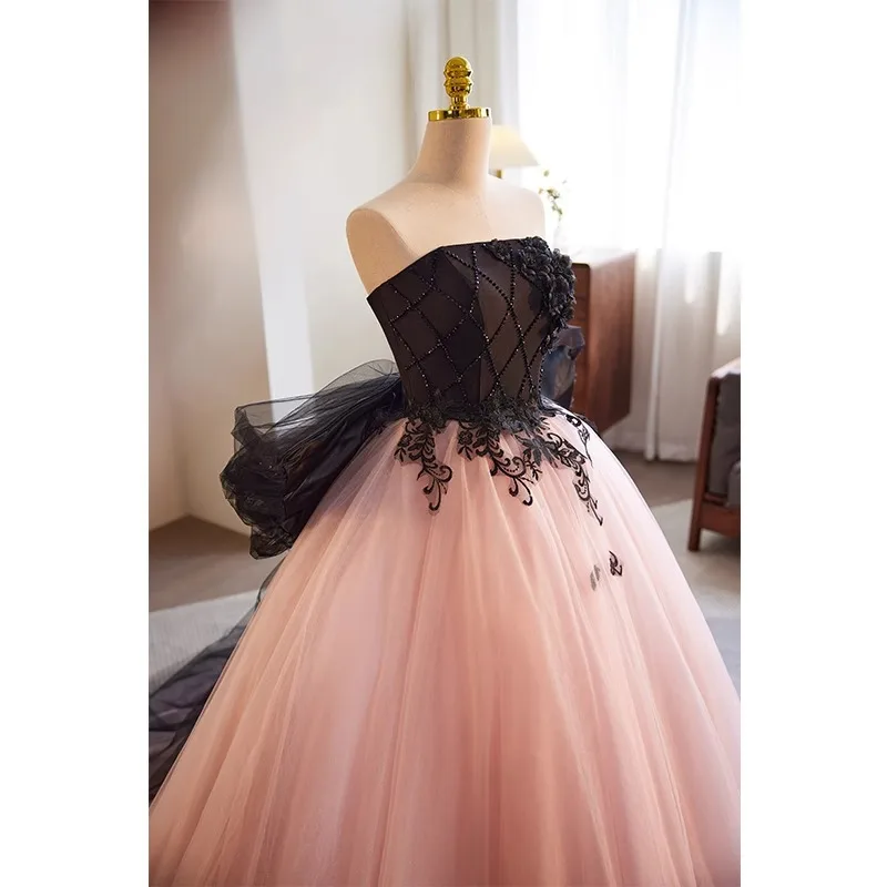 Robe de soirée sans bretelles européenne et américaine, robe de mariée de Banquet pour femmes, jupe bouffante élégante féerique, nouvelle collection printemps/été 2025