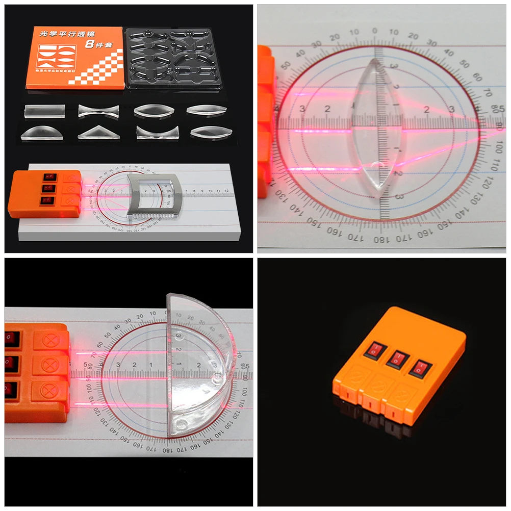 1 Set Physical Reflector Refraction Triangular Prism Convex Lens Concave Mirror Dial Linear Light Source Teaching Equipment