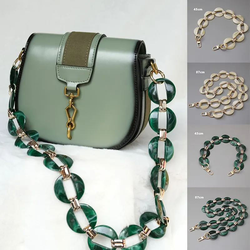 Woman Bag Accessory Detachable Replacement Chain New Fashion Green Beige Acrylic Metal Luxury Strap Women Shoulder Clutch Chain