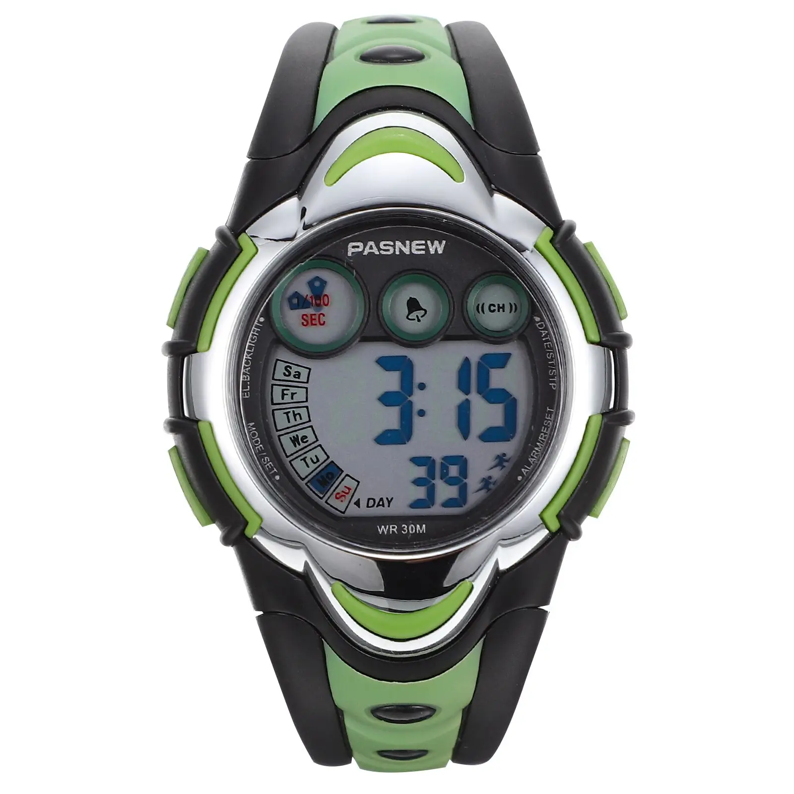 Day Display Watch Waterproof LED Digital Sports Outdoor Week Children Precise Time