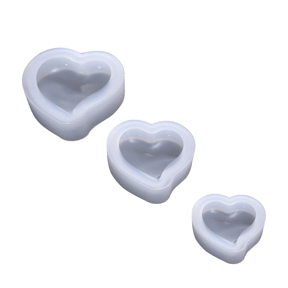 3PCS DIY Heart Shaped Silicone Mold Multi-purpose DIY Crystal Drop Mold Mirror Surface Heart-shaped Silicone Mold Creative DIY J