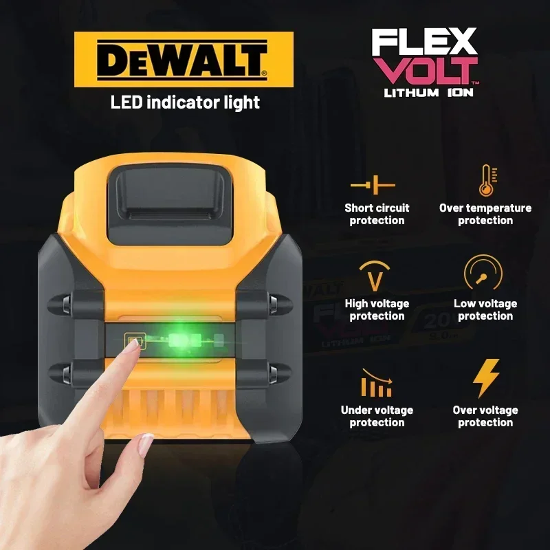 DEWALTOriginal battery 20V, 5.0AH,9.0AH DCB115, DCB118 battery charger, fast charging, lithium battery, tool battery