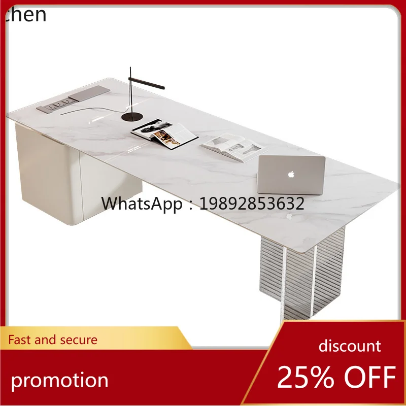YFY rock slab light luxury corner large desk suspension retractable writing desk minimalist computer desk