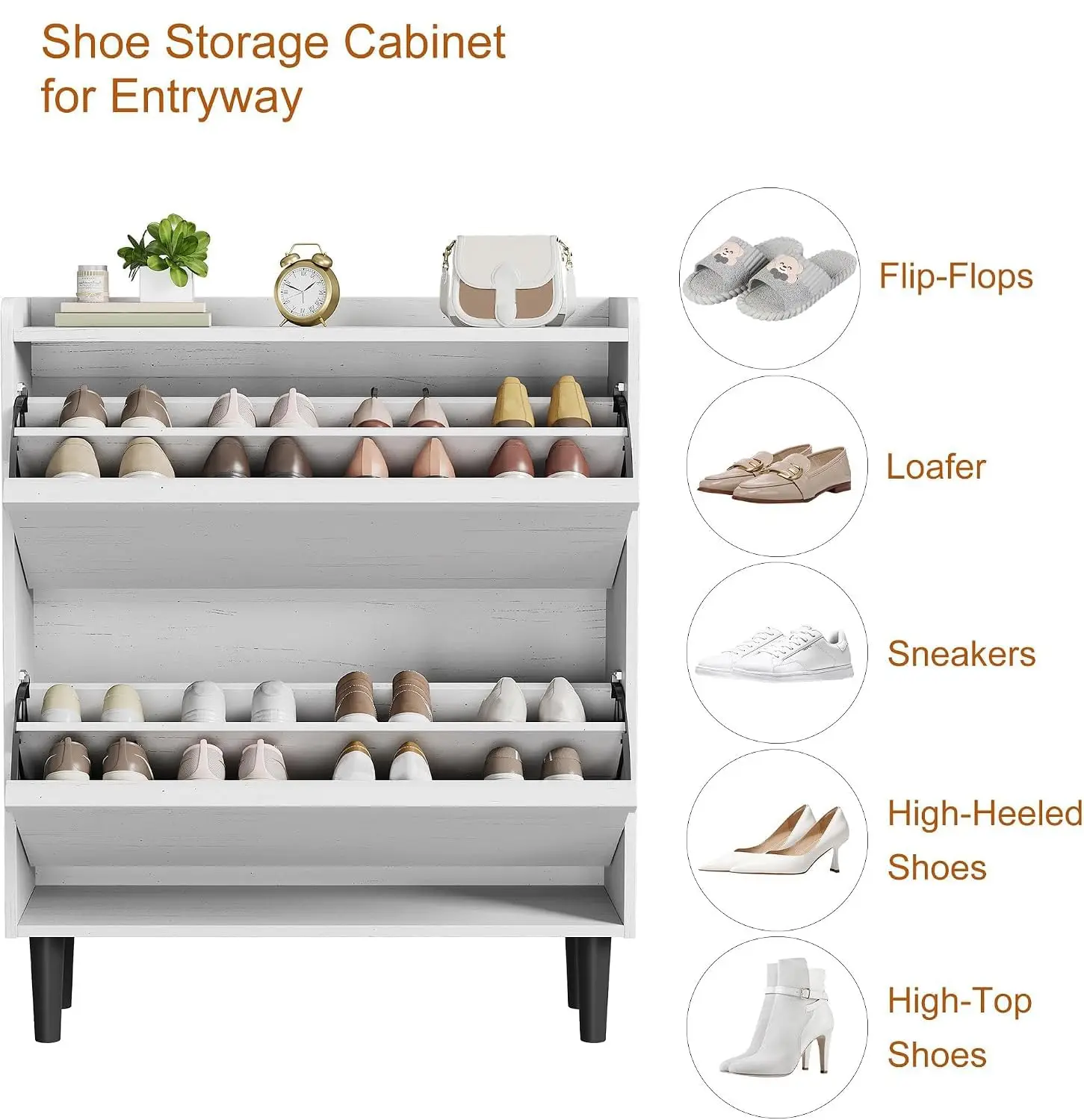 Shoe Cabinet 2 Flip Drawers Wooden Storage Organizer Hidden Rack Adjustable Shelf Space Saving Entryway Hallway, Customized