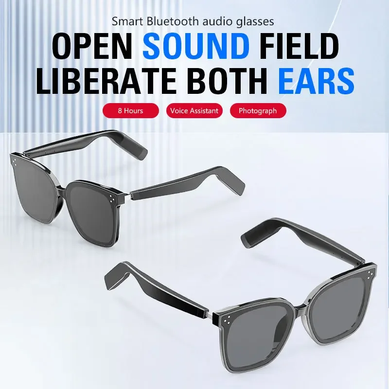 Gafas de sol inteligentes con Bluetooth, gafas de Audio con batería de larga duración, interruptor de conexión de doble dispositivo, en cualquier lugar, protección UV 400