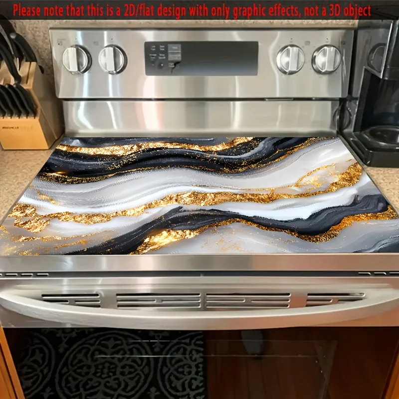 Premium Agate Geode Gold Stove Top Cover, Non-Slip Stove Protector Mat, Decorative Gas Cooktop Pad, Luxury Kitchen Decor
