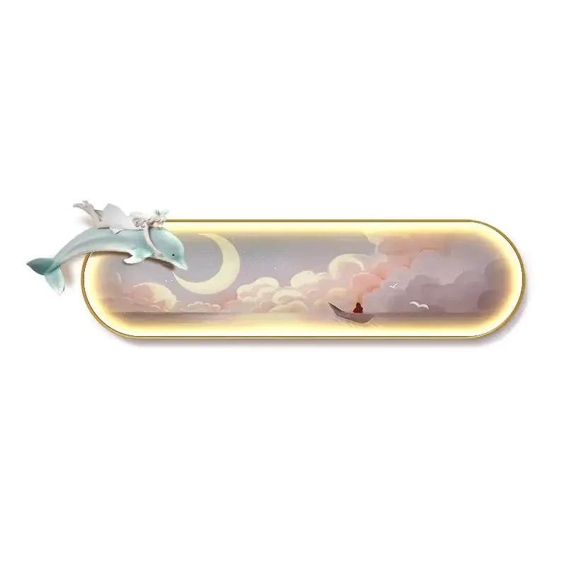 Children's room three-dimensional physical decoration painting, girls' room luminous dolphin mural