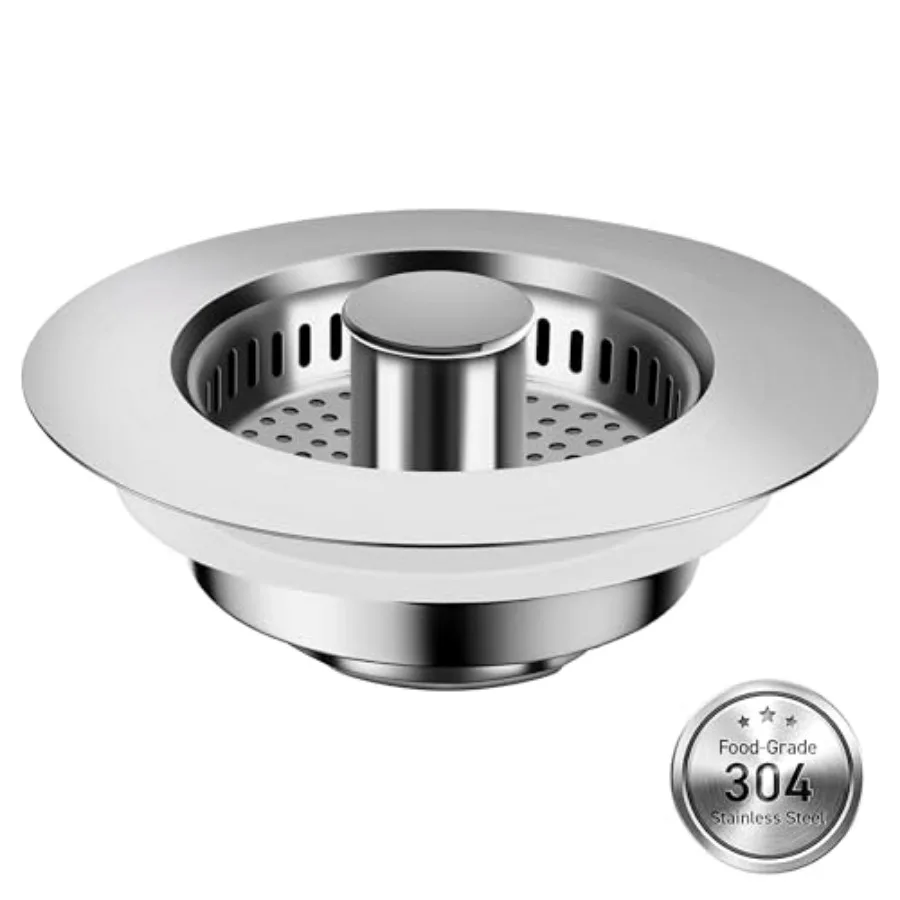 

3 in 1 Kitchen Sink Drain Strainer, Universal Stainless Steel Sink Stopper with Filter, Kitchen Sink Strainer Anti-Odor Anti-Cl