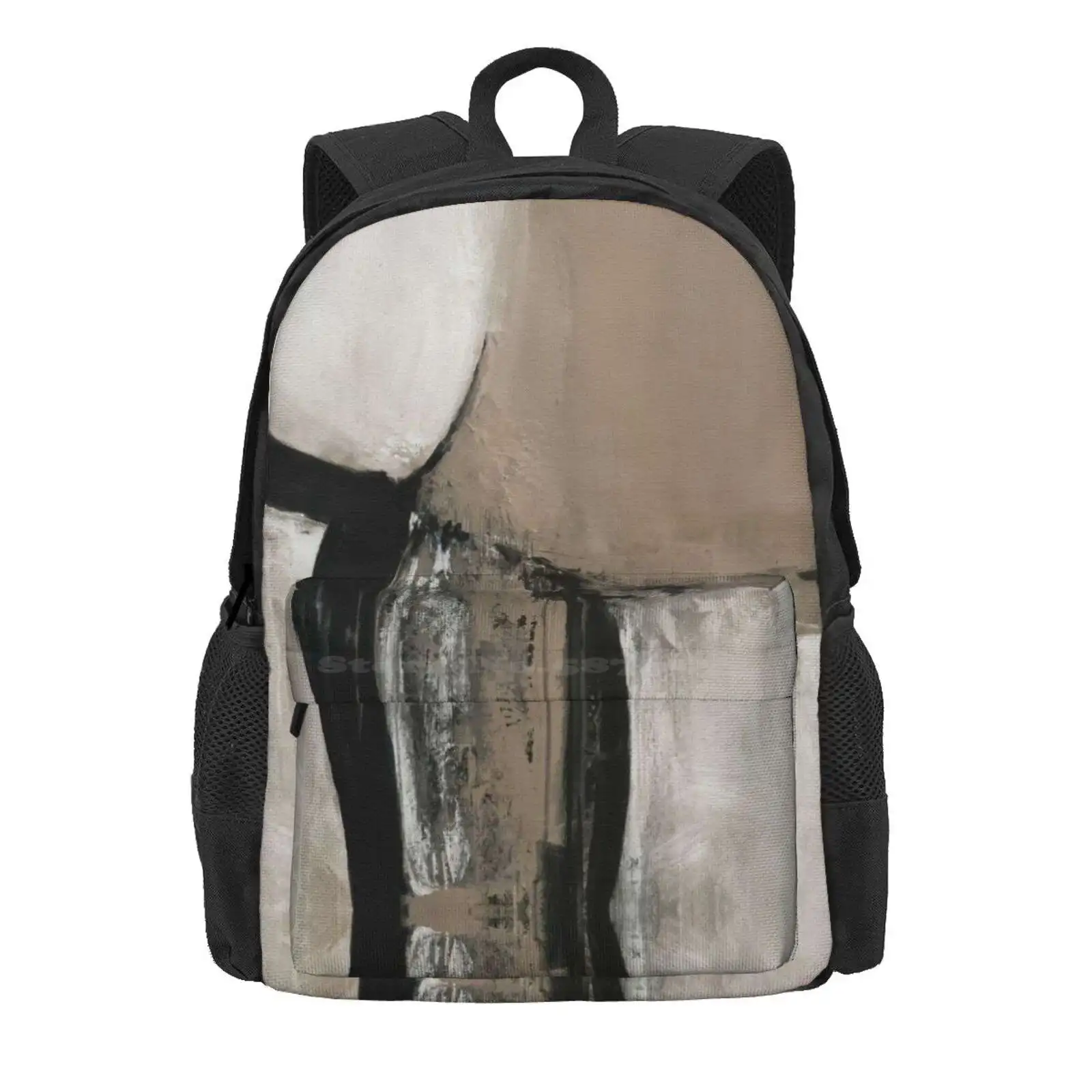 Neutral Abstract Hot Sale Schoolbag Backpack Fashion Bags Abstract Contemporary Art From Original Painting Neutral Pastel Beige