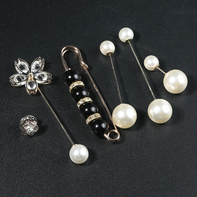 Faux Pearl Beads Safety Pins Shiny for Rhinestone Jewelry Brooch Shirts Dresses Cardigan Collar Sweater Scarf Clip Drop Shipping