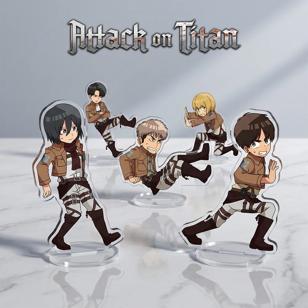 Llavero de acrílico de 10 cm de Ataque a los Titanes con figuras de Eren Yeager y Mikasa Ackerman, bonito soporte de exhibición, regalo para coleccionistas y fans.