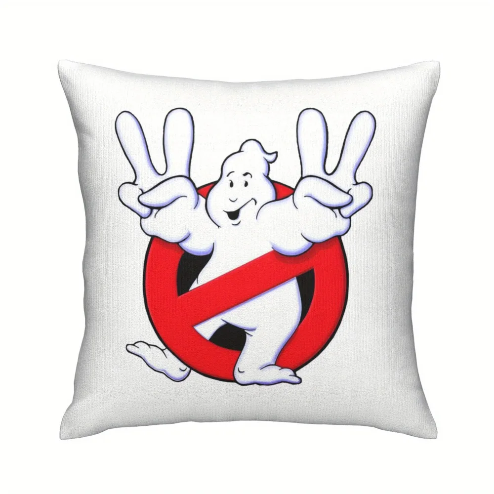 Ghostbusters Logo Pillowcase Double-Sided Print with Iconic Ghostbuster & Stay Puft Design No Insert Included 40x40cm 16x16Inch