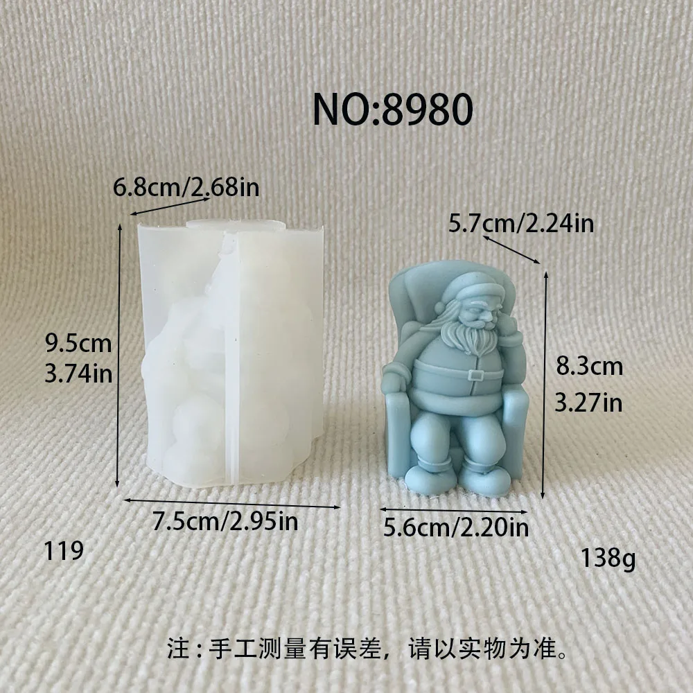 3D Sofa Sleep Santa Silicone Candle Molds Christmas Atmosphere Decoration Crafts Resin Plaster Mold Home Gifts Handmade Diy Tool