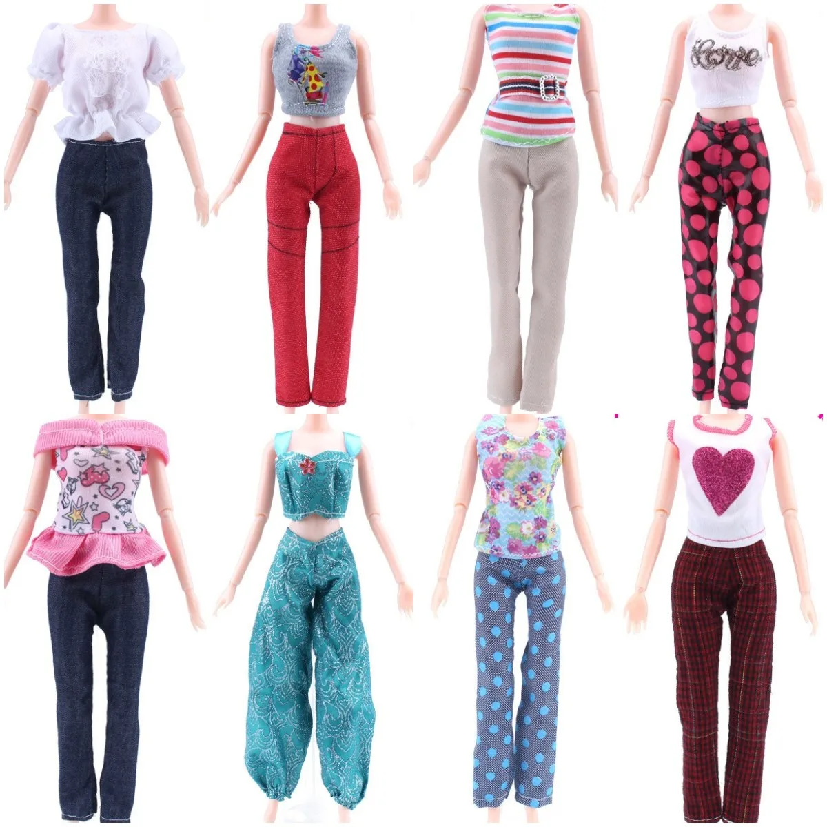 

2 pcs/Lot Doll Accessories Tops with Pants Clothes Sleeveless Top For Barbie Game DIY Fashion Handmade Birthday Present