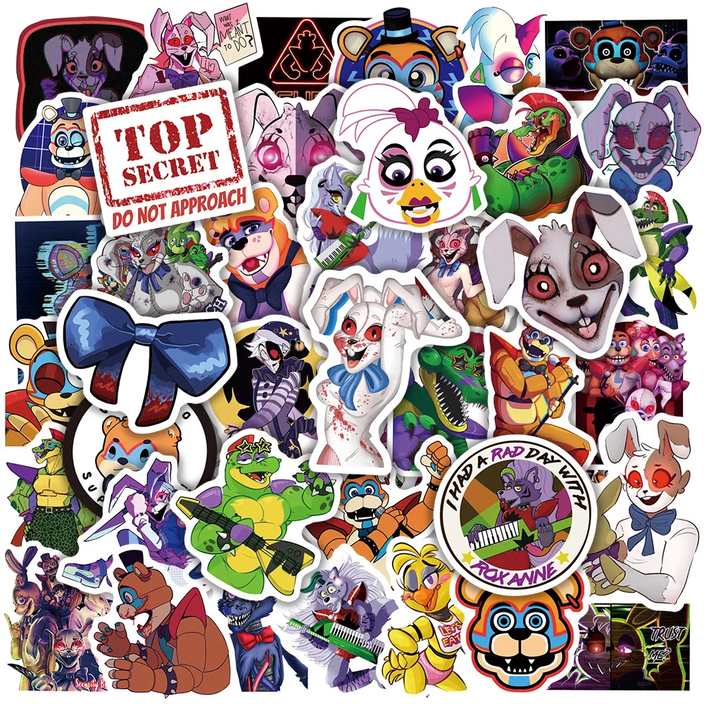 50 pegatinas de dibujos animados de juegos de terror sobre vulnerabilidades de seguridad, juguetes para niños, calcomanías impermeables para cascos DIY, decoración de grafiti, regalo