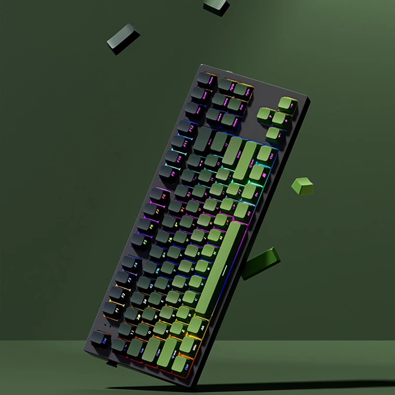 Imagem -05 - Lado Impresso Pbt Keycaps para mx Switch Brilho Duplo Através de Keycaps Gradiente de Perfil Oem Preto Ciano Teclado Switch Gaming Chave 135