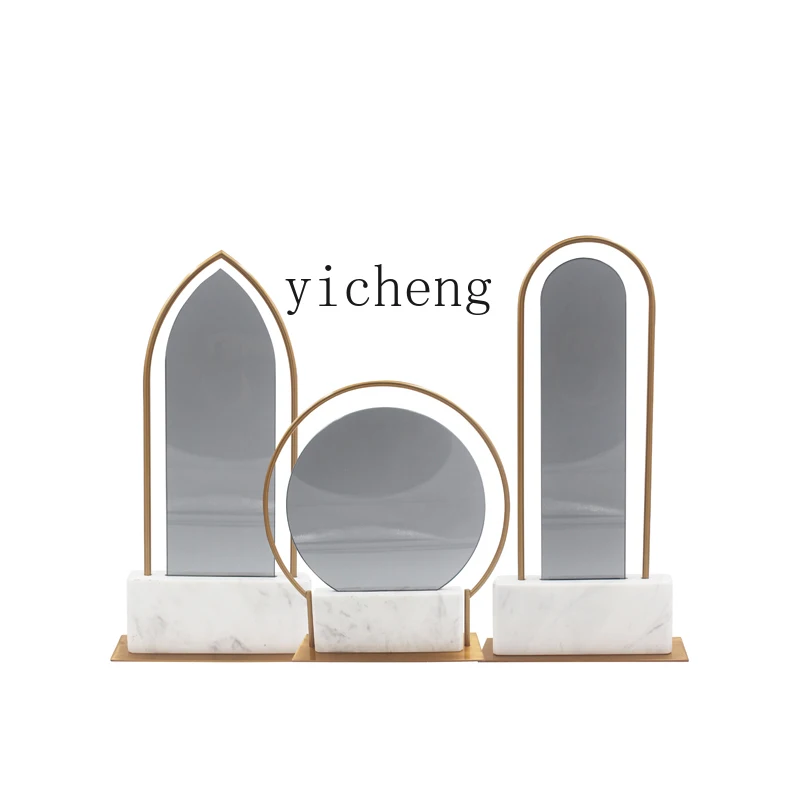 YY Modern Metal Glass Furnishing Article New Chinese Style Model Room Guan Xuan Marble Ornaments