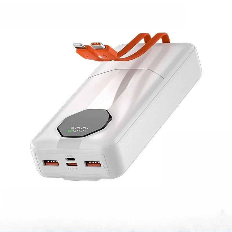 10000mAh Portable Charger with Built-in Cables Ultra-large Capacity Lightweight Slim and Fast Charging Power Bank