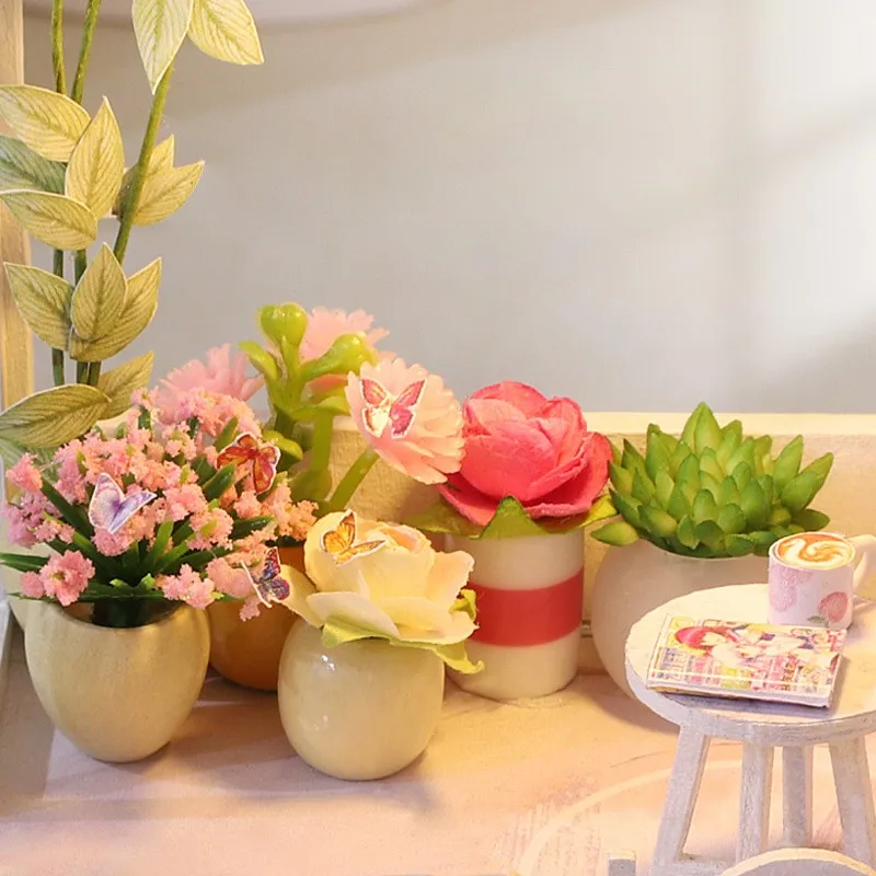 DIY منزل مصغر خشبي بيت الدمية الصغيرة دوبلكس شقة 3D لغز الجمعية بناء لعبة الديكور مع الأثاث دمية #3