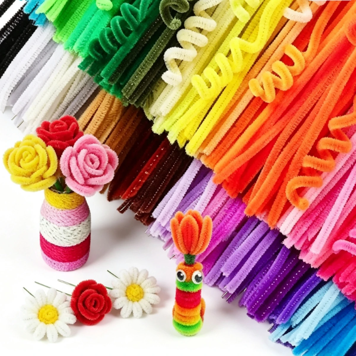 102/202/402Pcs 11.8 Inch Bendable Chenille Stems in 30 Assorted Colors, Bulk Pipe Cleaners for Versatile DIY Crafts  ZSY