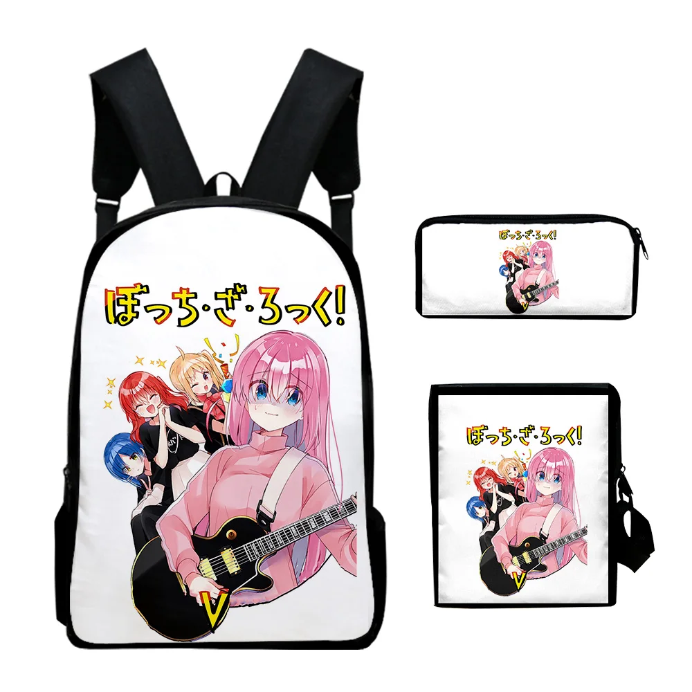 Popolare Bocchi the Rock Anime 3D Stampa 3 pezzi / set Borse da scuola per alunni Zaino per laptop Zaino Borsa a tracolla inclinata Astuccio