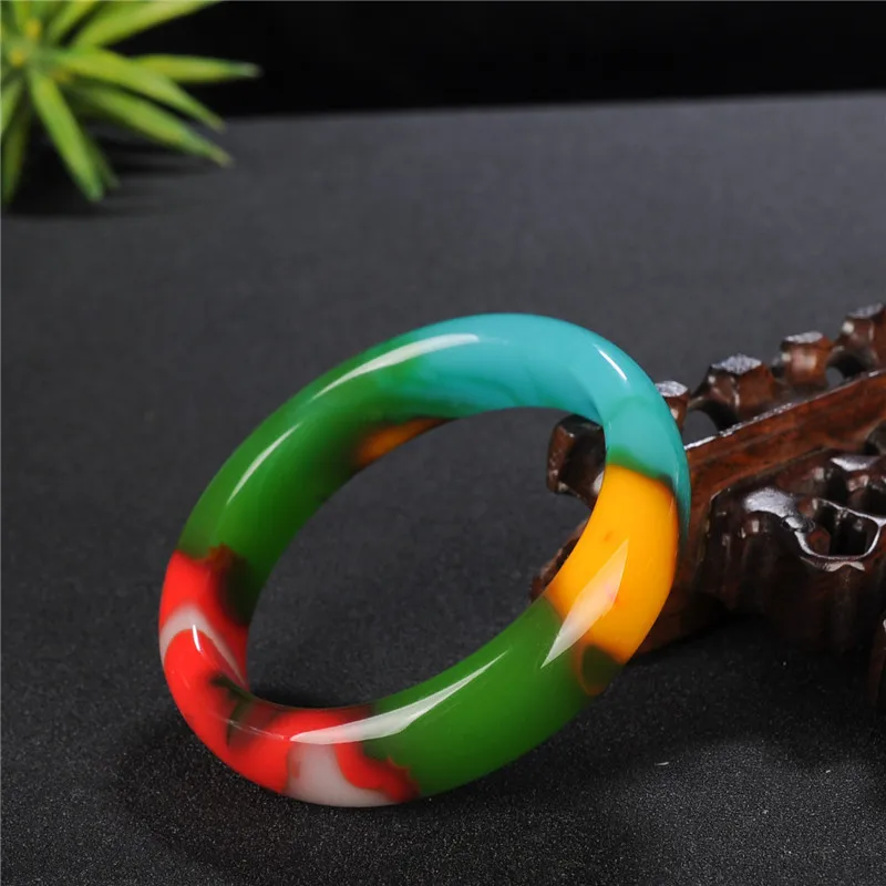 

Chinese Natural Colorful Hand-carved Bracelet Fashion Wide Fine Women Jewelry Jade Bangle Gift Accessories