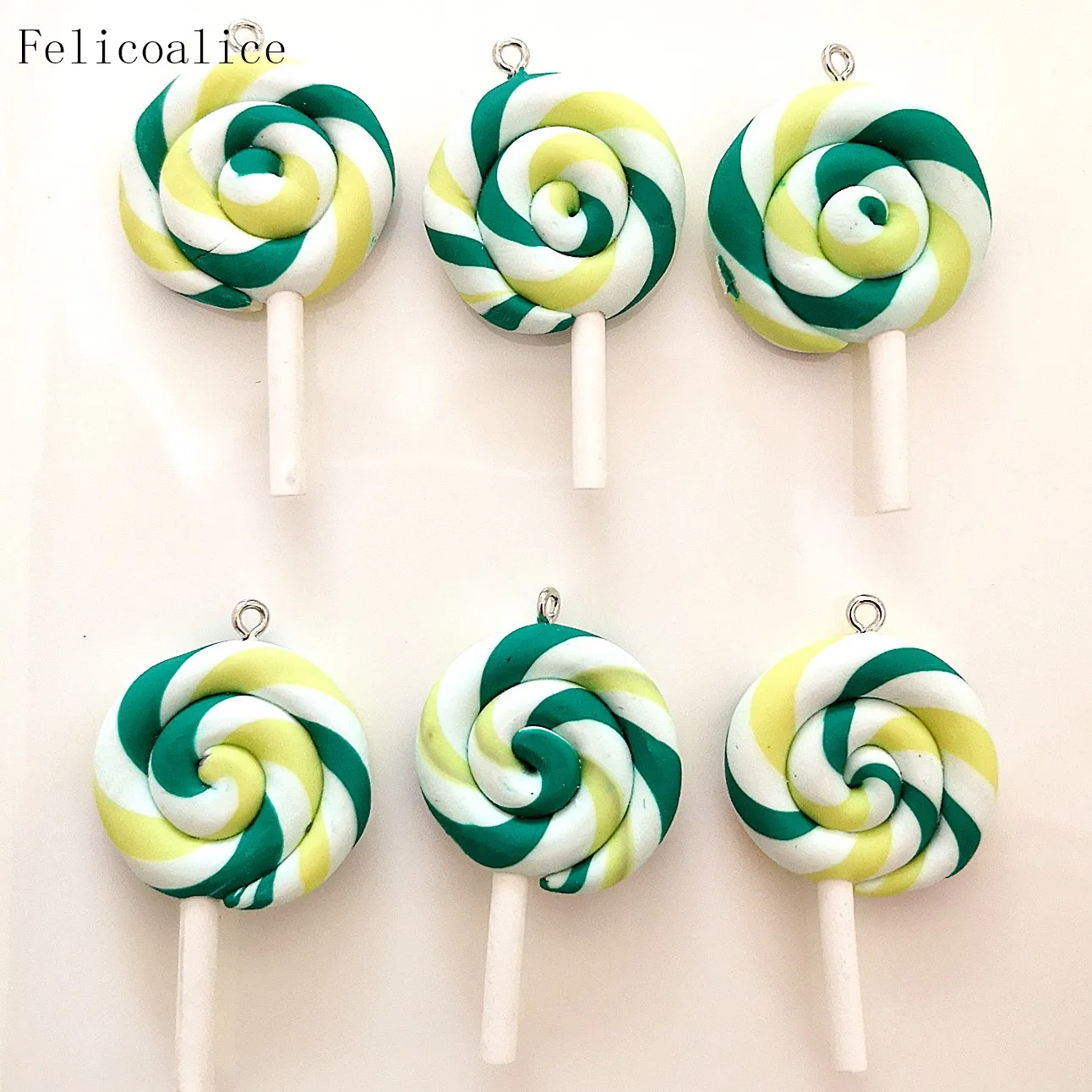 1/2PCS Große Simulieren Ton Lolipop Nette Plastilin Süßigkeiten Flache Rückseite für Kinder DIY Telefon Dekoration Schreibtisch Dekoration fee Garten – Detail 12