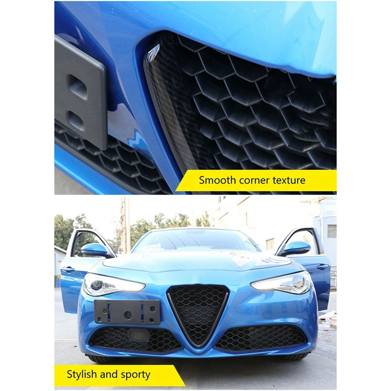 Rejilla de aire para parachoques delantero de coche, decoración de marco en forma de V, cubierta embellecedora, accesorios adhesivos para Alfa Romeo Giulia 2016-2019